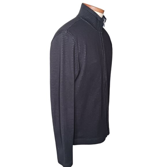 BOSS Hugo Boss Mens XL Reg Fit Full Zip Pique Knit Sweater Cardigan Reversible - Picture 4 of 16